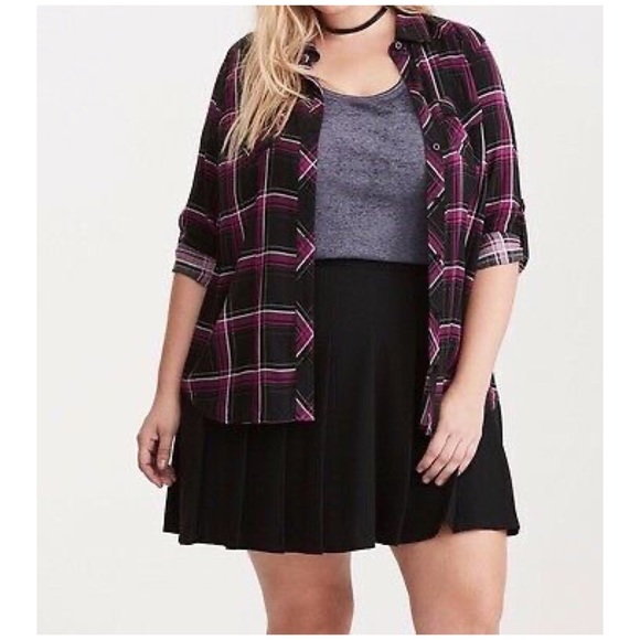torrid Tops - Torrid plaid challis flannel camp shirt top 1X